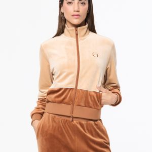 Lina Velour Track Jacket- Candied Ginger