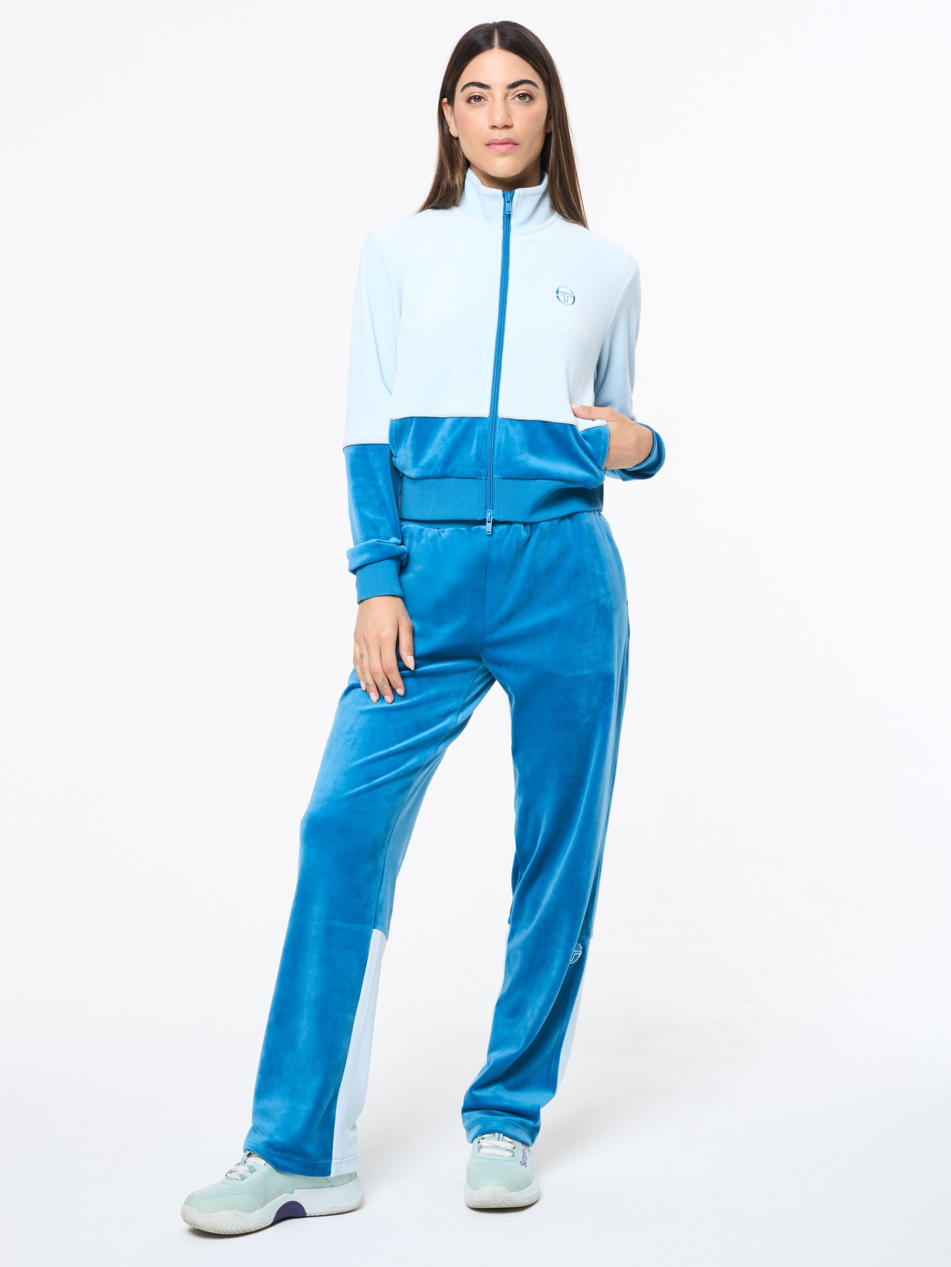 Lina Velour Track Pant- Baby Blue - Image 3