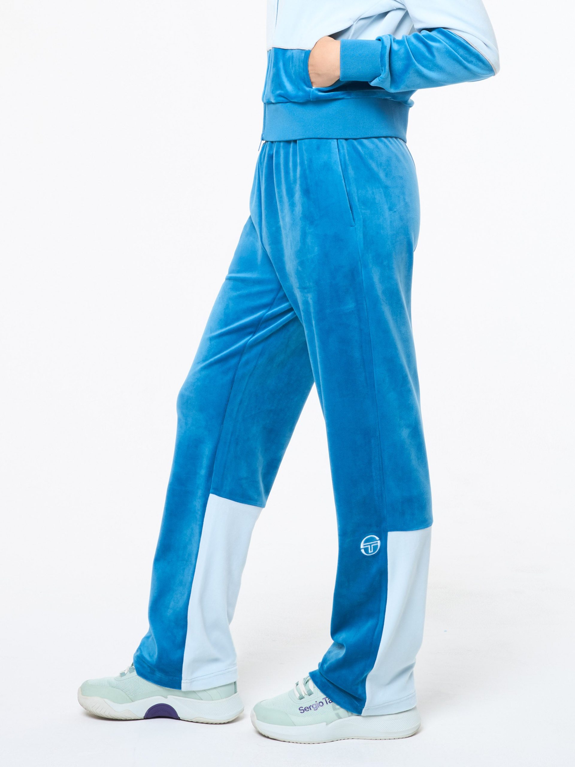 Lina Velour Track Pant- Baby Blue