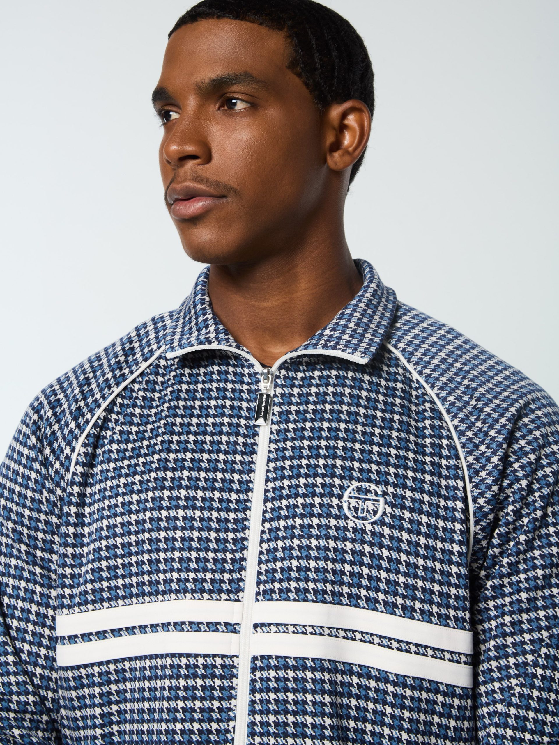 Dallas Houndstooth Track Jacket- Maritime Blue - Image 8