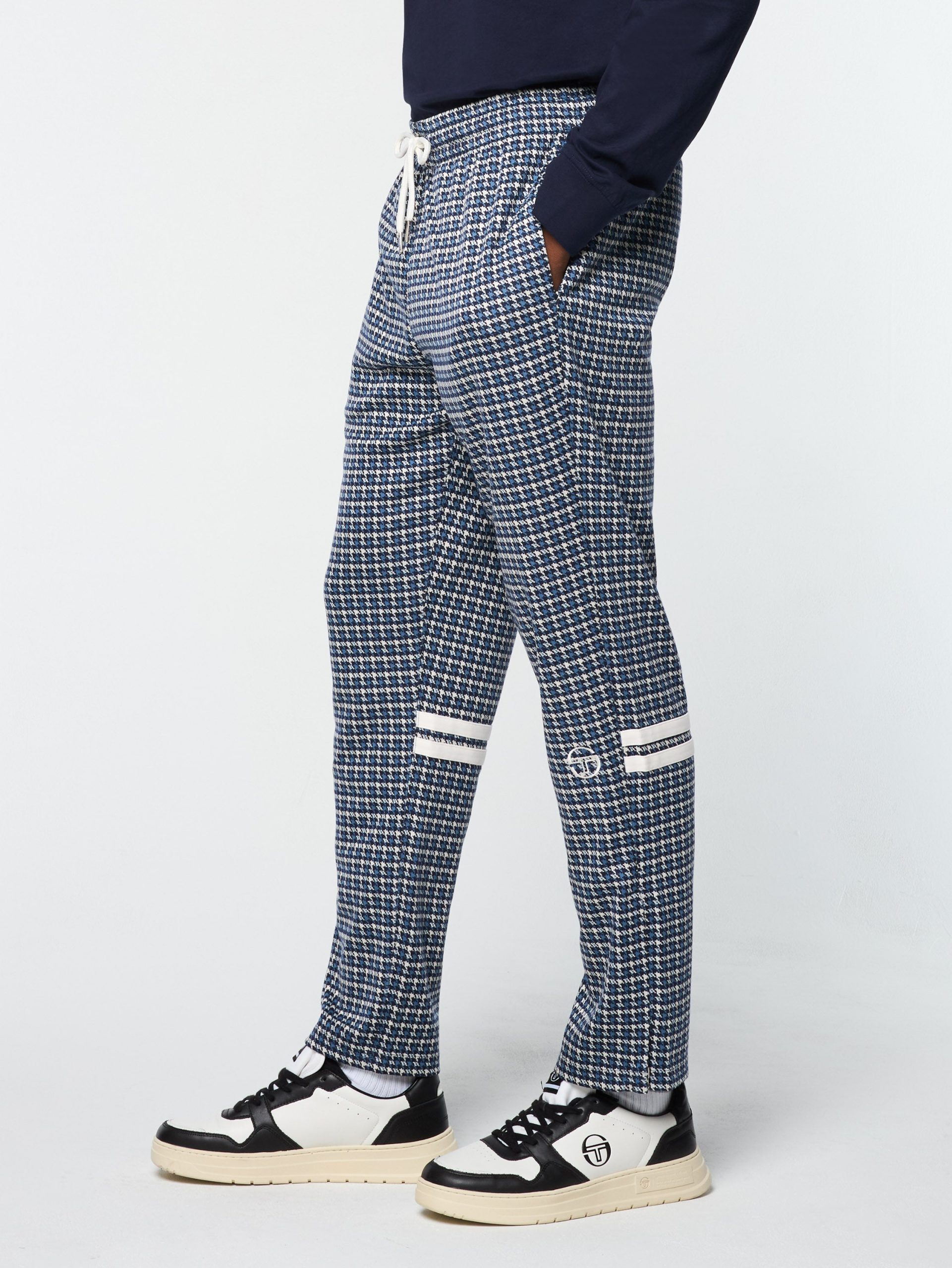 Dallas Houndstooth Track Pant- Maritime Blue