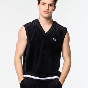 Renzo Velour Vest- Black Beauty