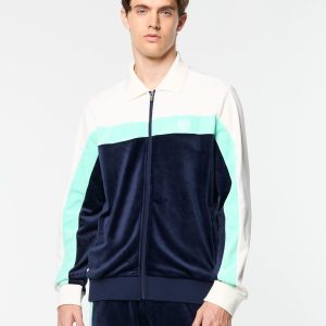 Lazaro Velour Track Jacket- Maritime Blue
