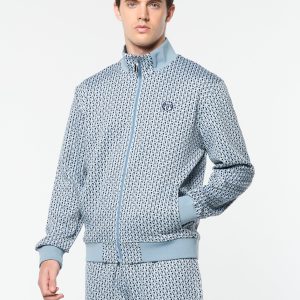 Paolo Knit Track Jacket- Faded Denim