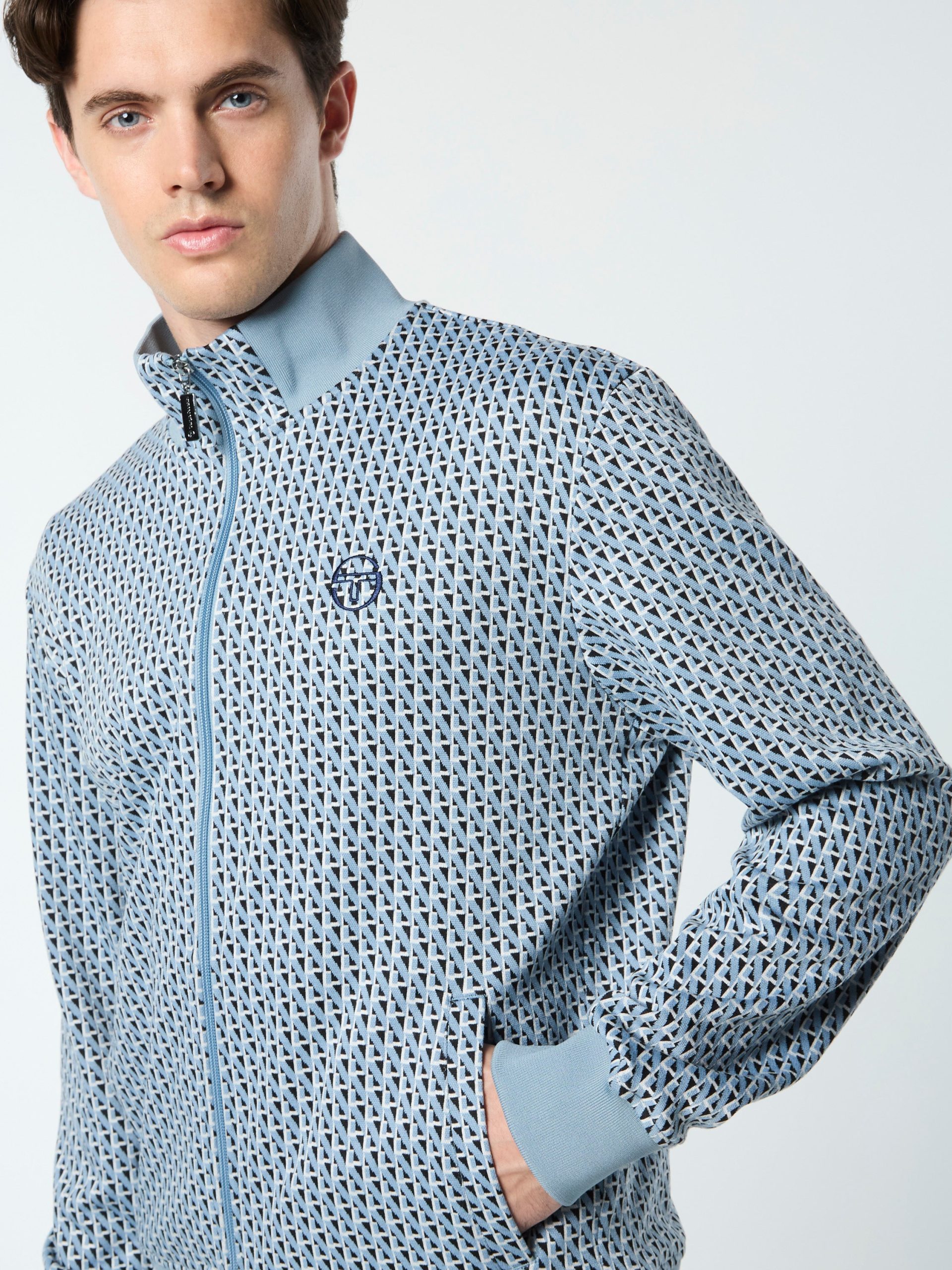 Paolo Knit Track Jacket- Faded Denim - Image 7