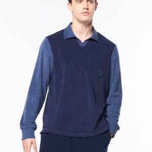Alvar Long Sleeve Polo- Eclipse
