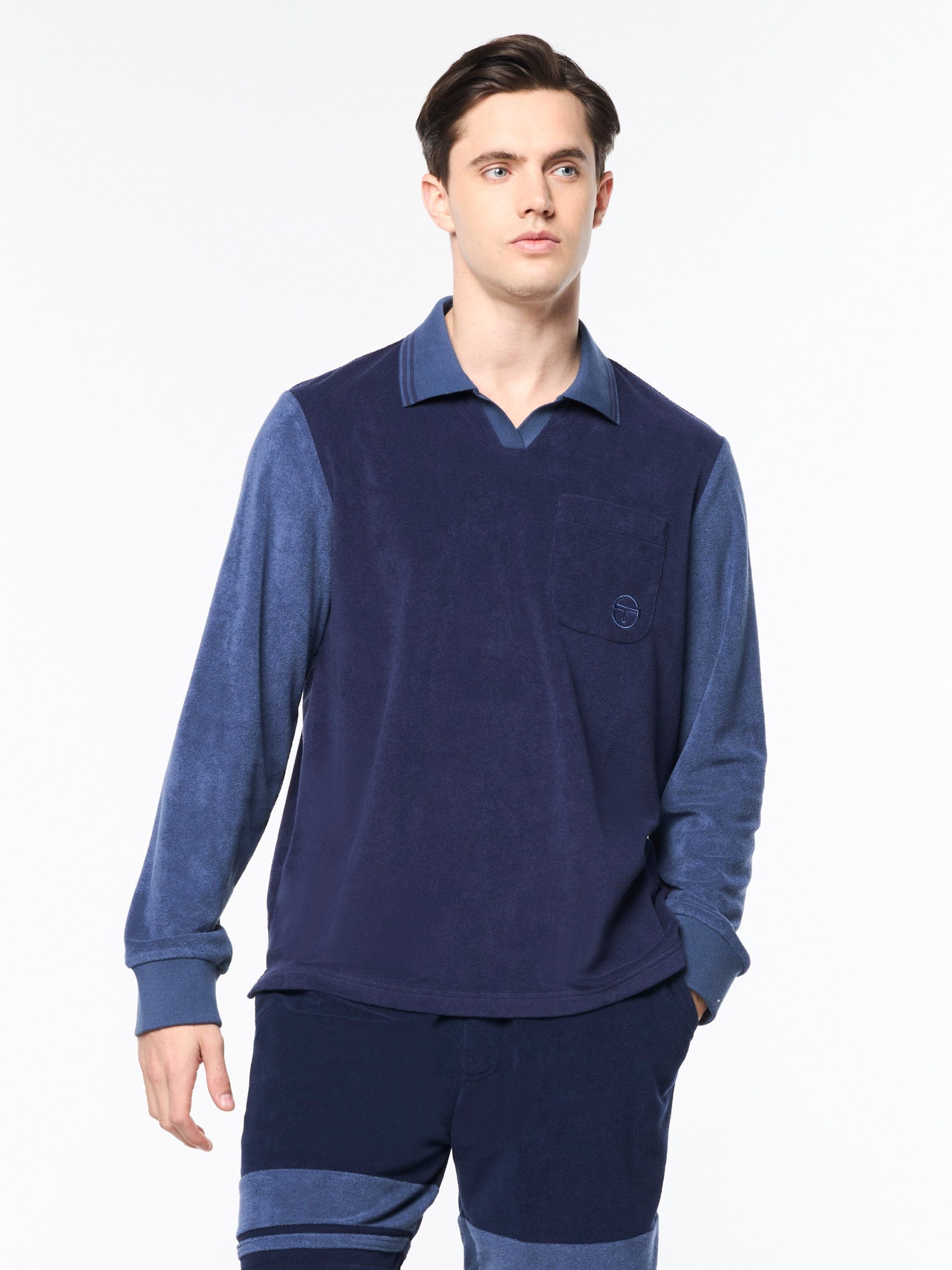 Alvar Long Sleeve Polo- Eclipse
