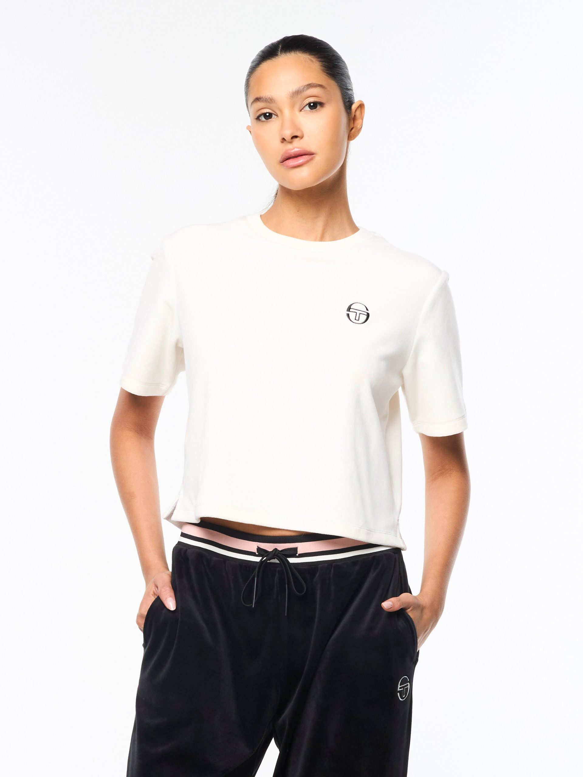 Adele Velour T-Shirt- Gardenia