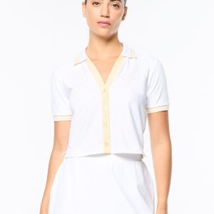 Idalia Cropped Polo- Brilliant White