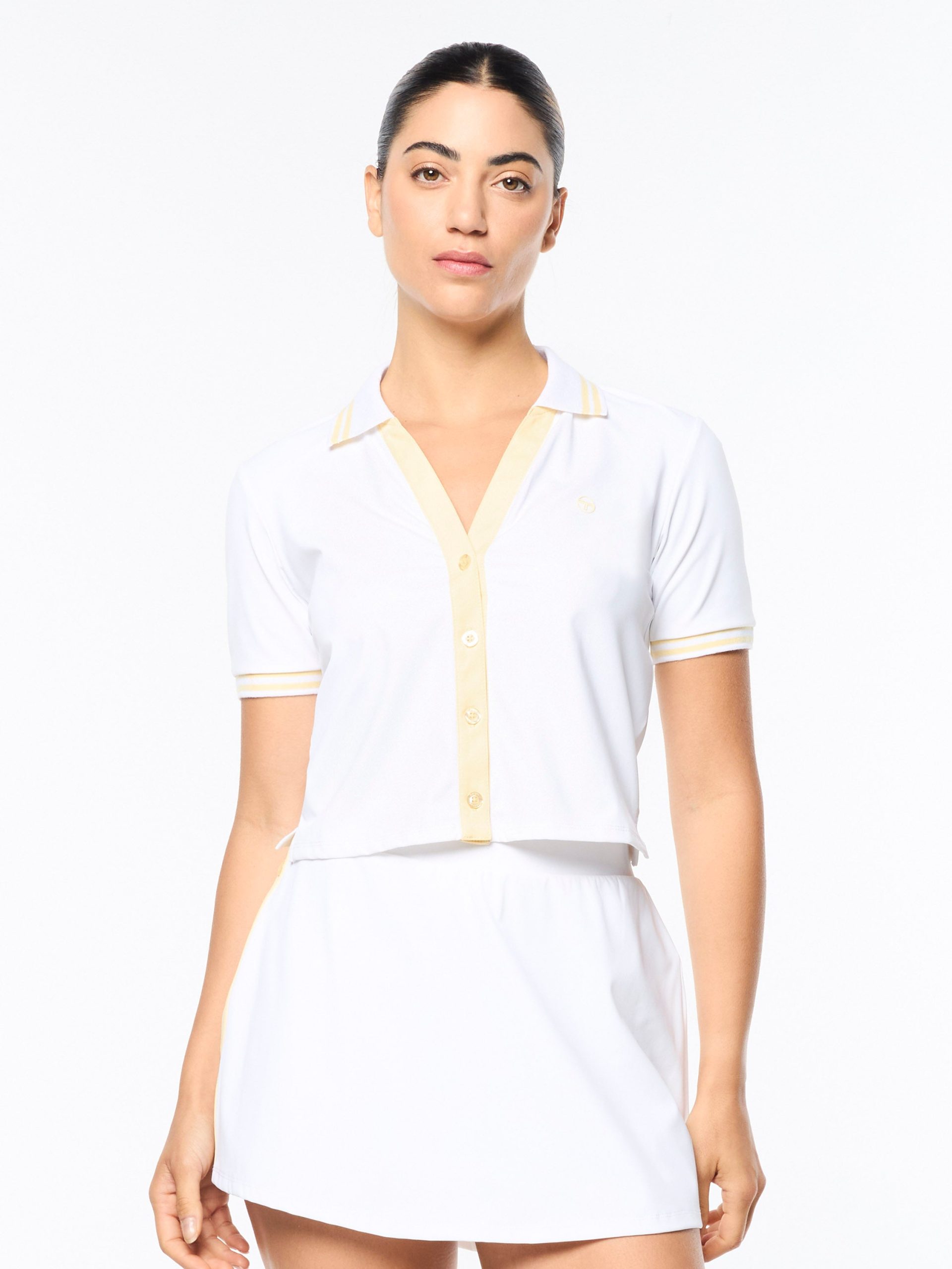 Idalia Cropped Polo- Brilliant White