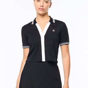 Idalia Cropped Polo- Black Beauty