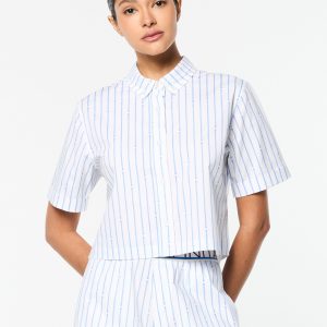 Women's Colonna Cropped Shirt- French Blue