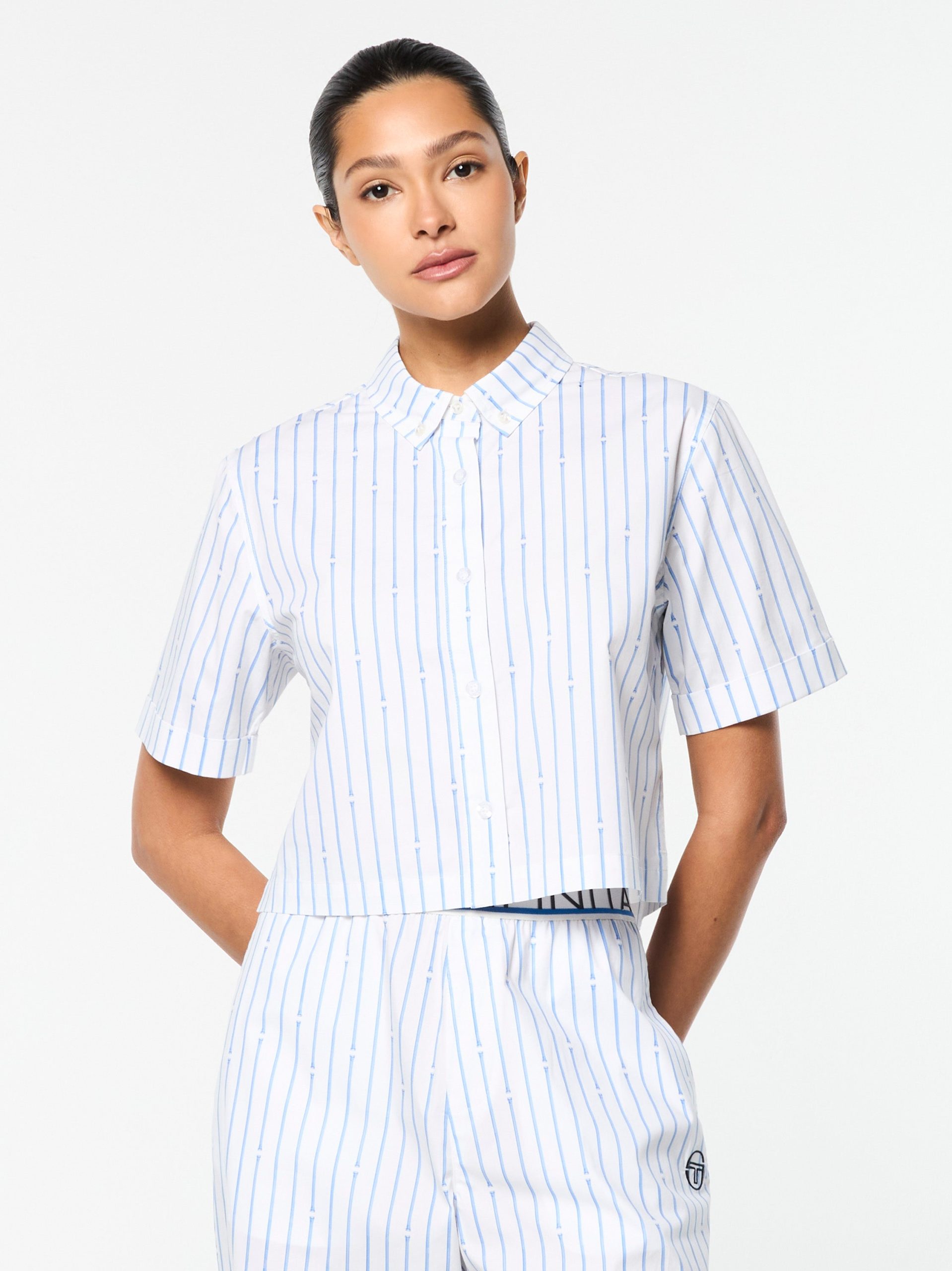 Women's Colonna Cropped Shirt- French Blue