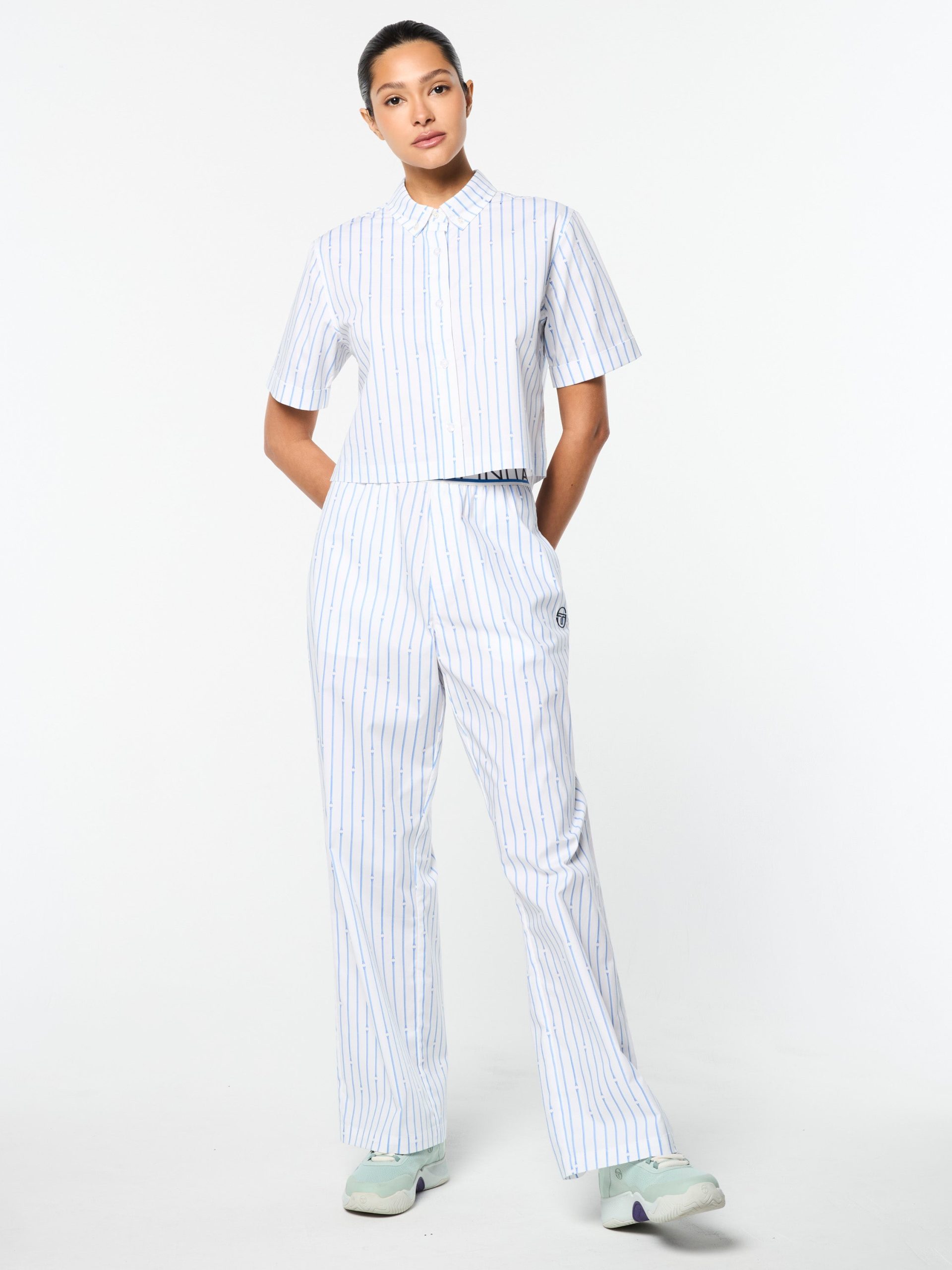 Women's Colonna Cropped Shirt- French Blue - Image 7