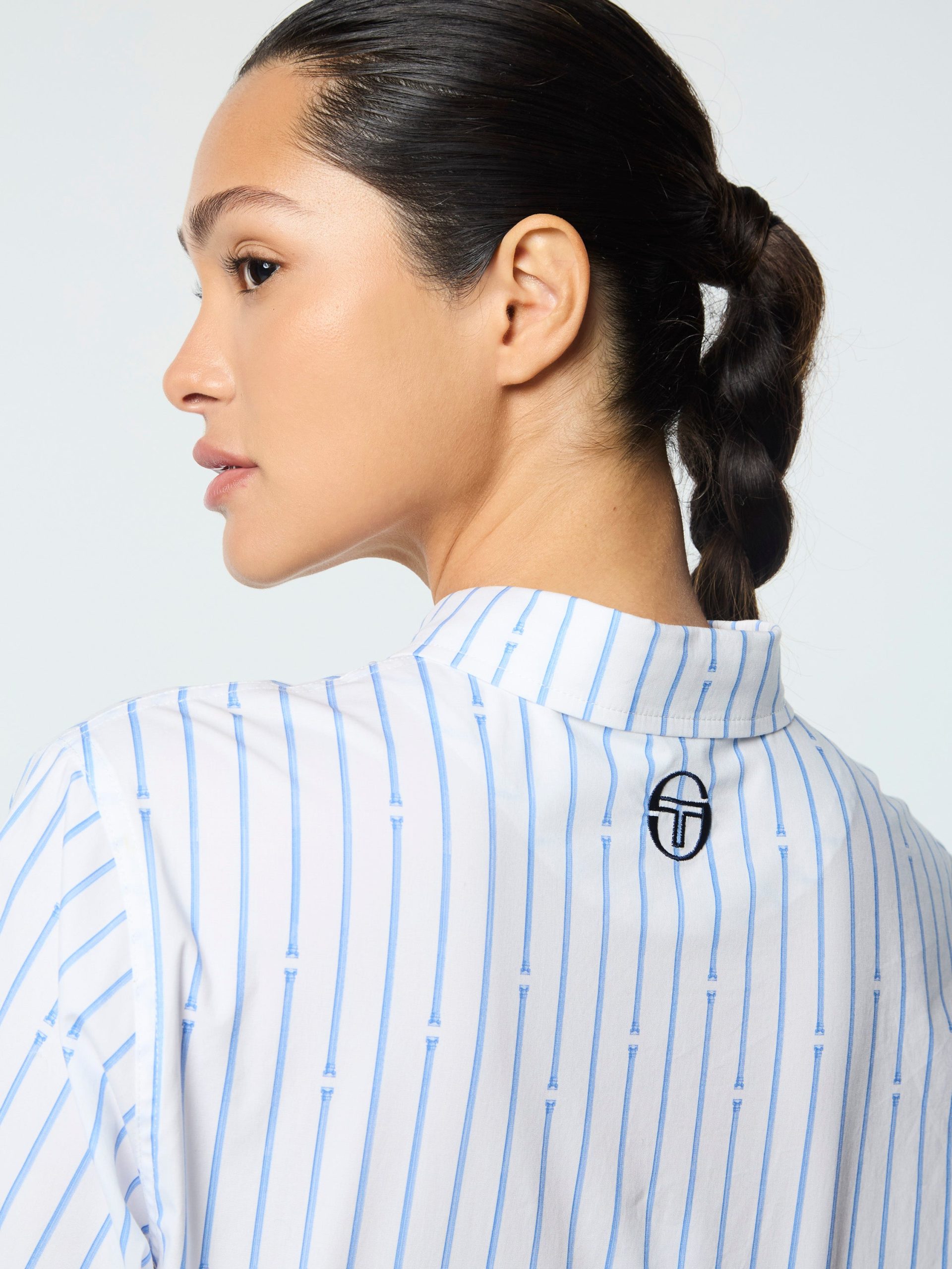 Women's Colonna Cropped Shirt- French Blue - Image 5