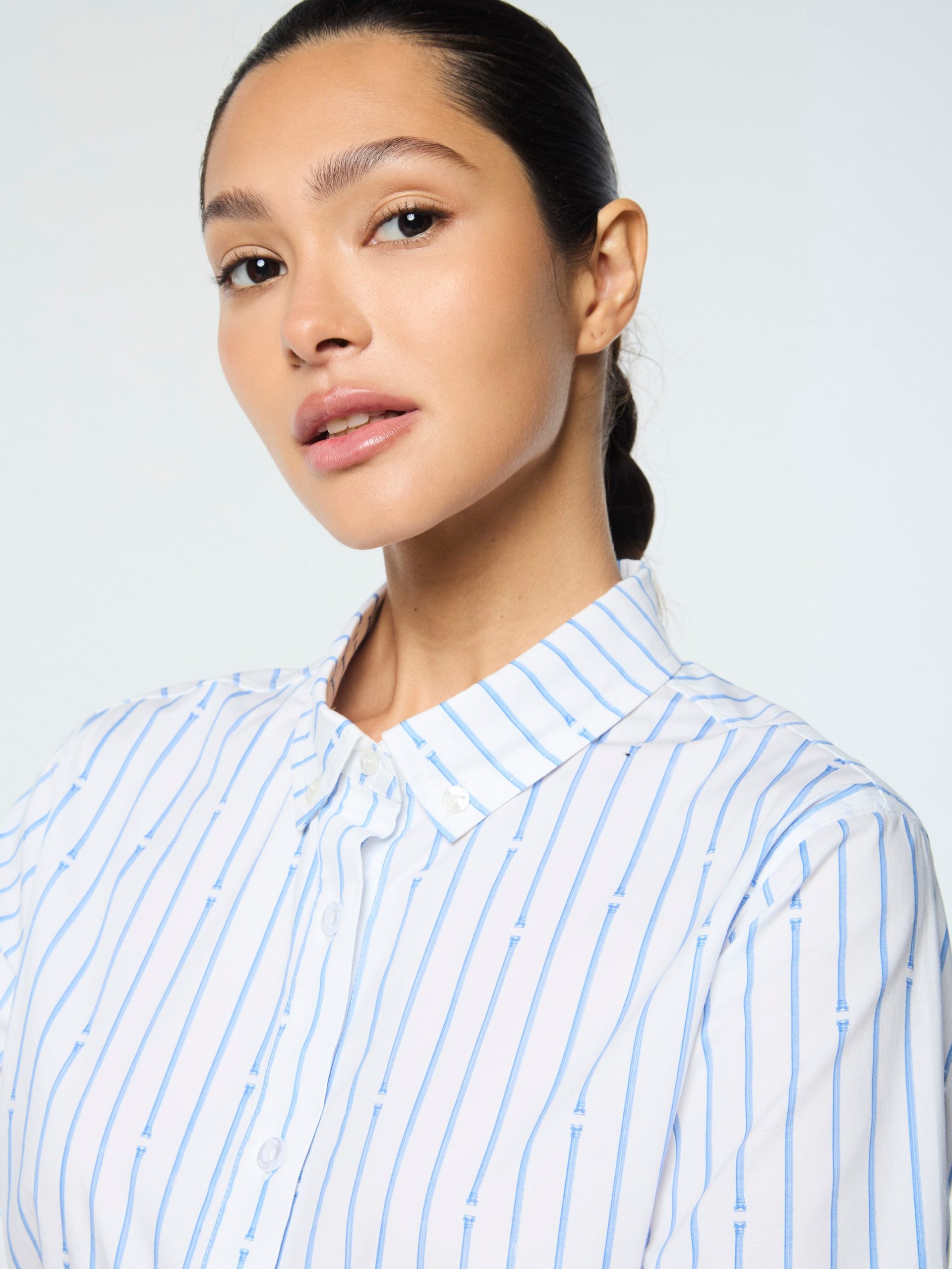 Women's Colonna Cropped Shirt- French Blue - Image 11