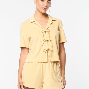 Edda Cropped Shirt- Straw