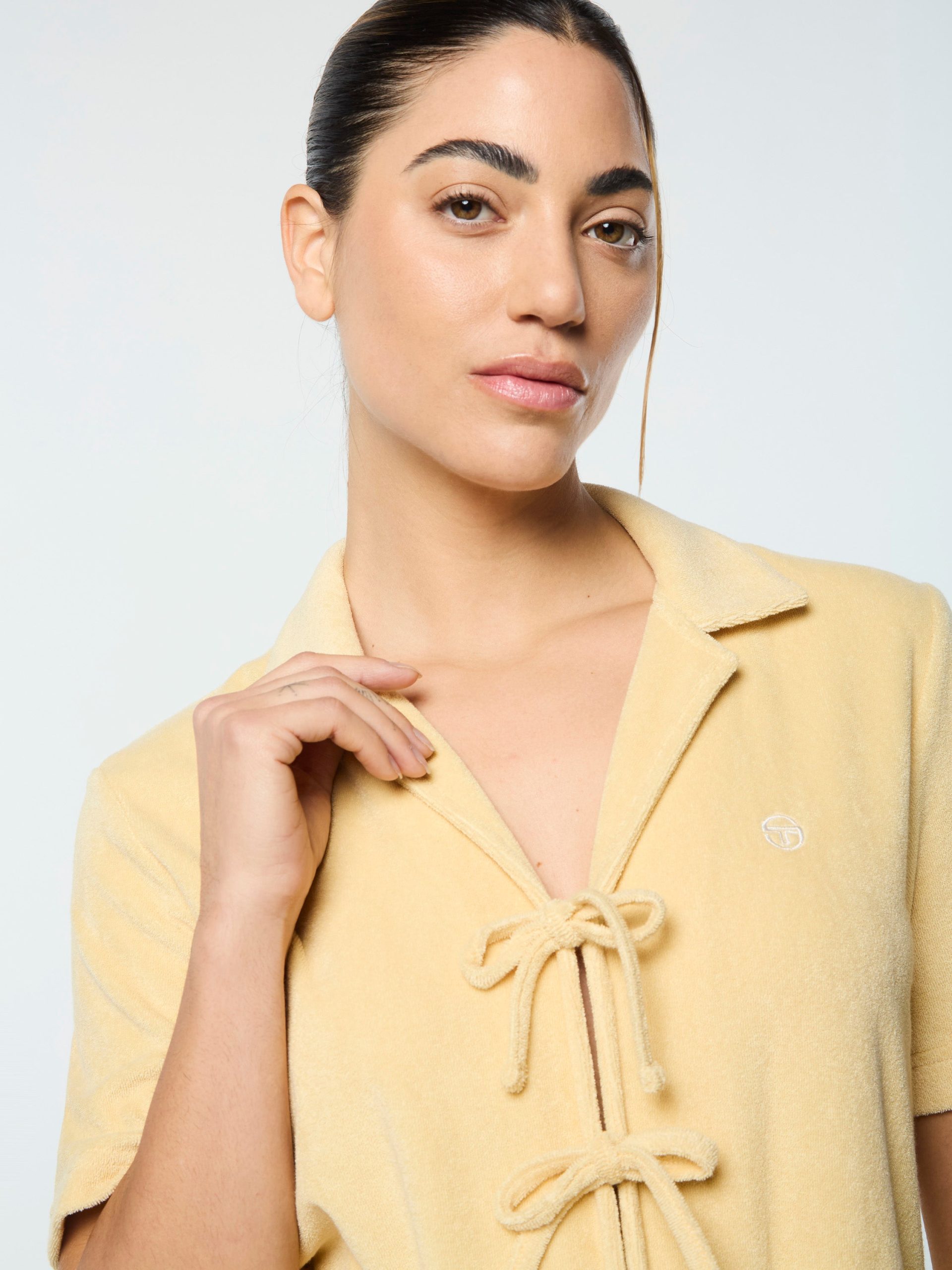 Edda Cropped Shirt- Straw - Image 9