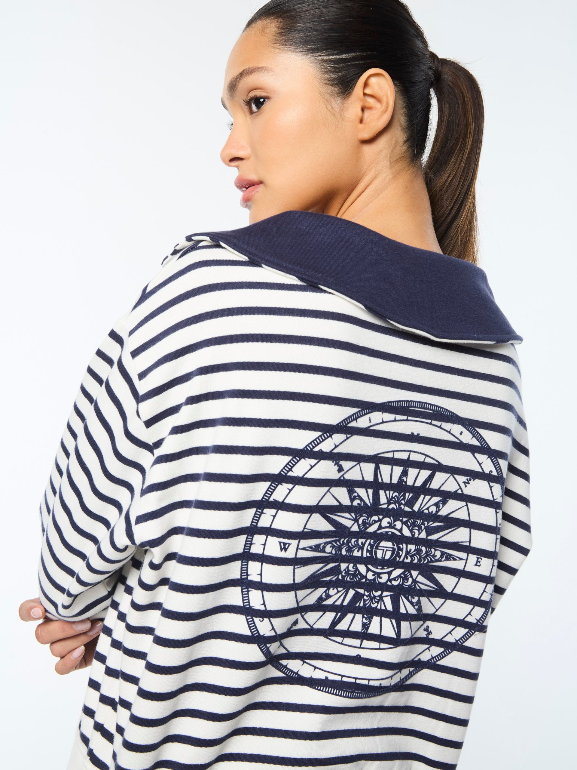 Marina Sailor Collar Sweatshirt- Gardenia - Image 4
