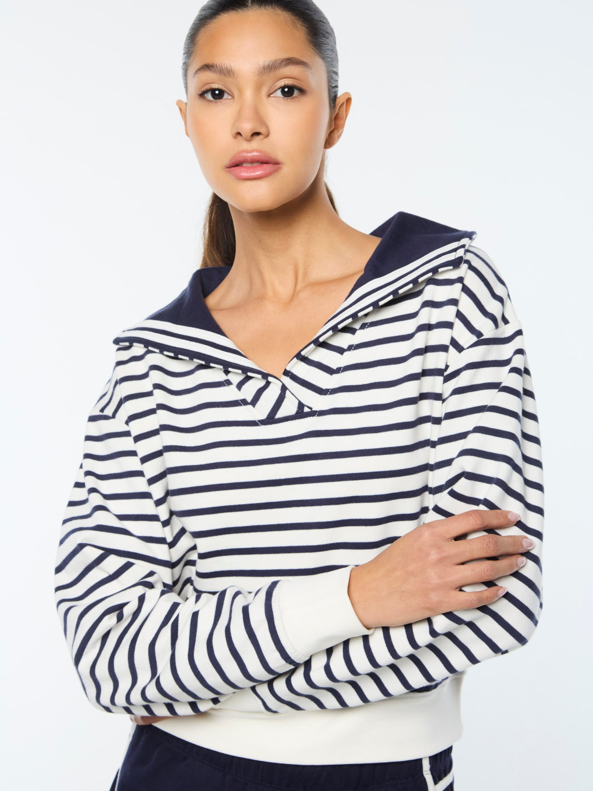 Marina Sailor Collar Sweatshirt- Gardenia - Image 12