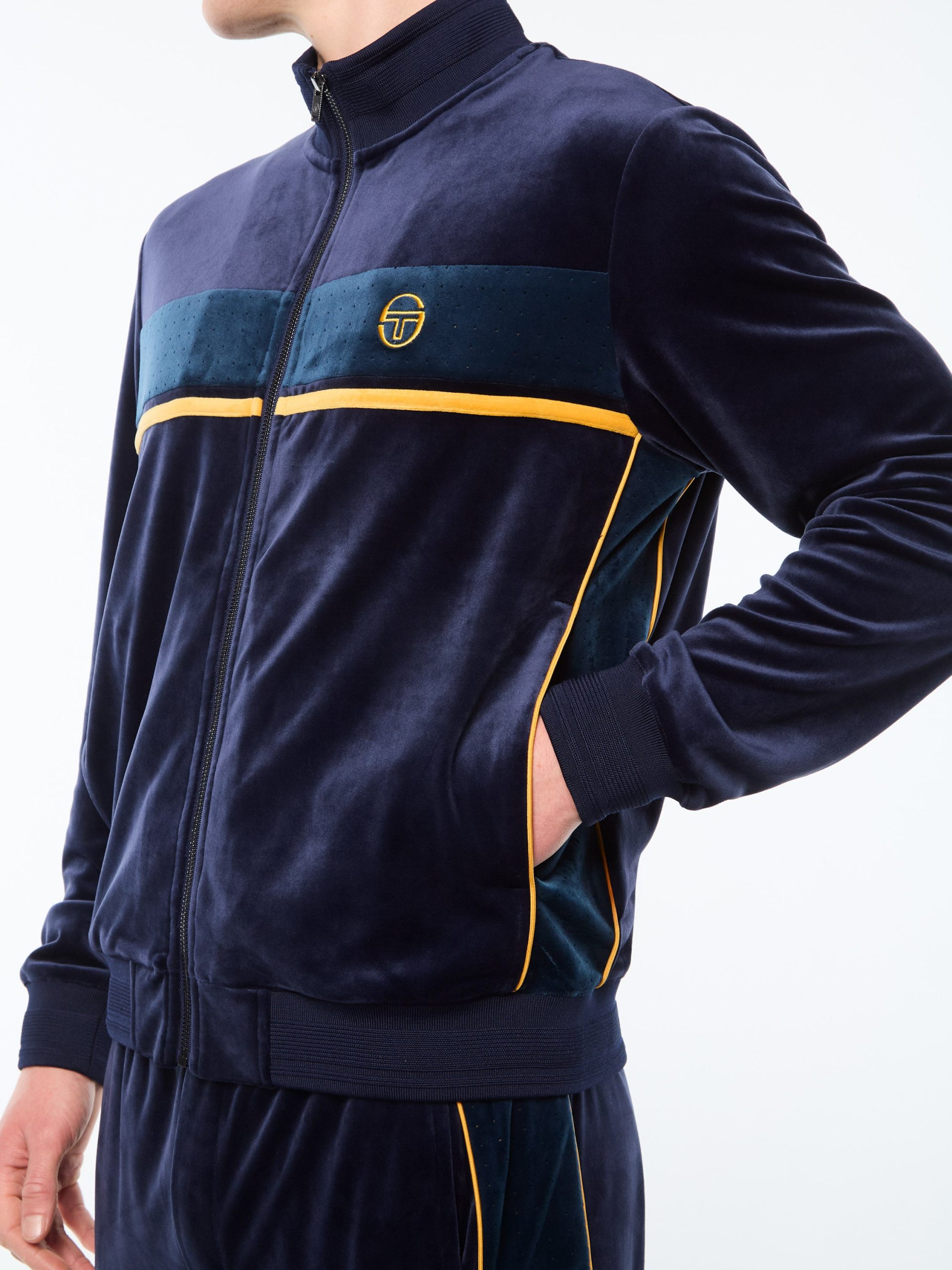 Forato Velour Track Jacket-Maritime Blue - Image 6