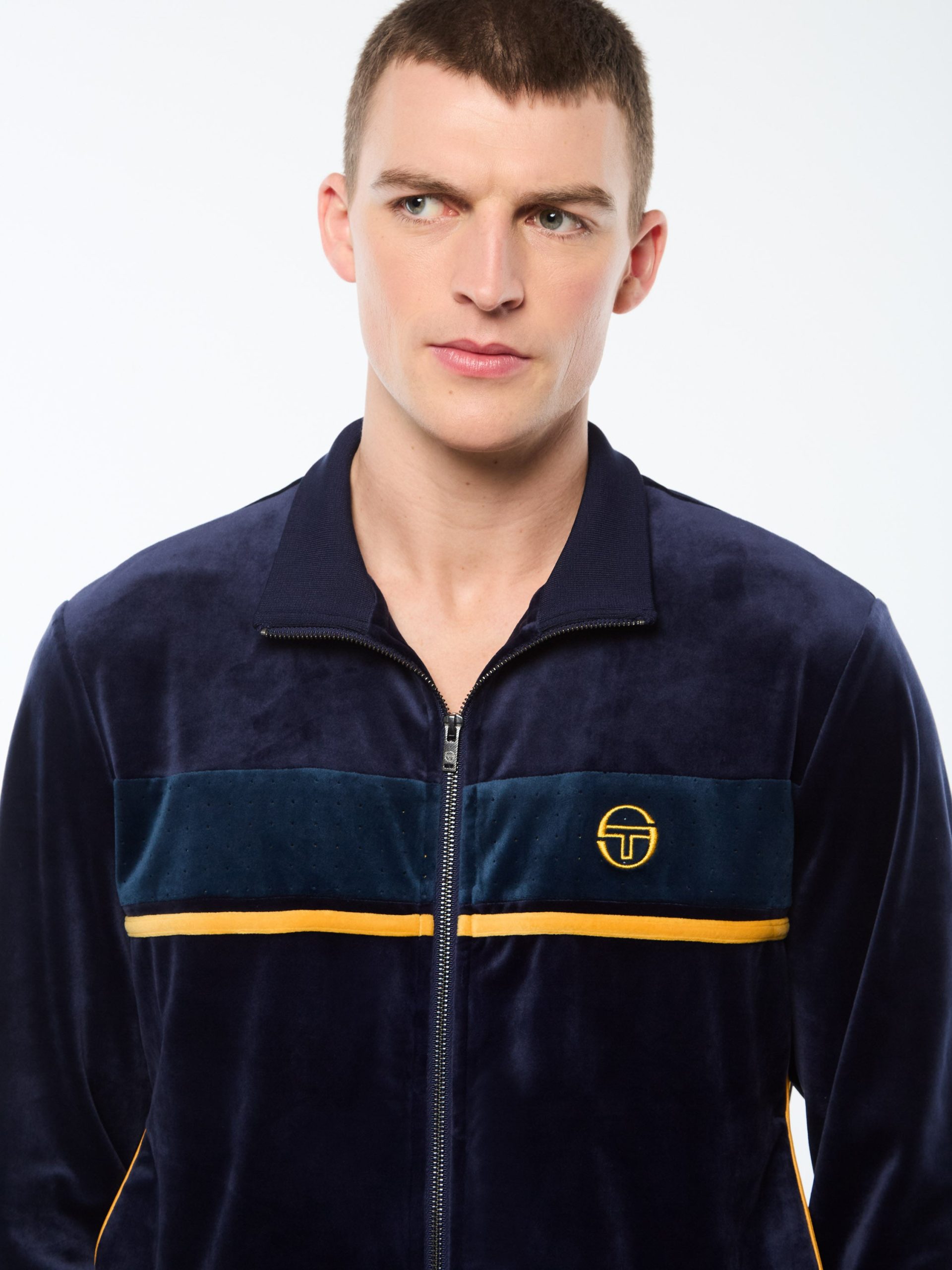 Forato Velour Track Jacket-Maritime Blue - Image 7