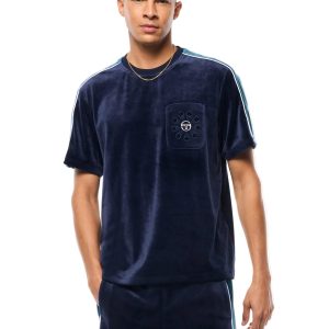 Cresta Velour Pocket T-Shirt-Maritime Blue