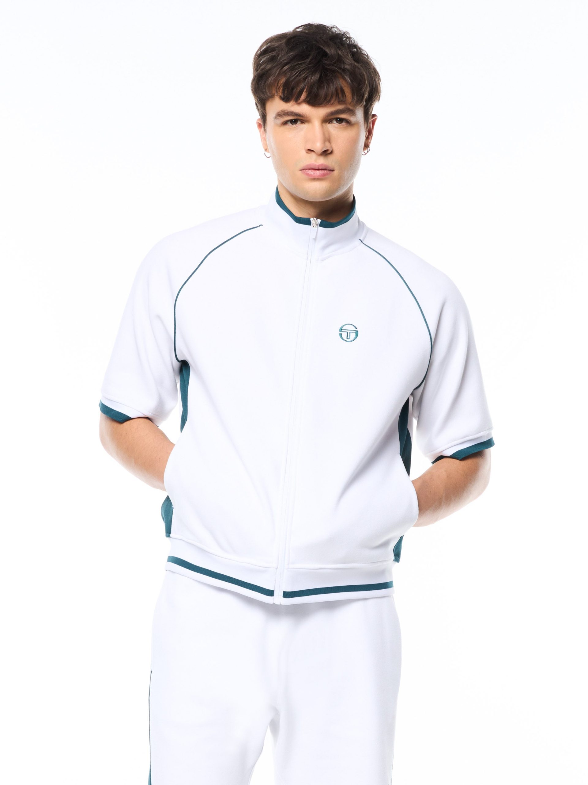 Pannello Short Sleeve Track Jacket-Brilliant White