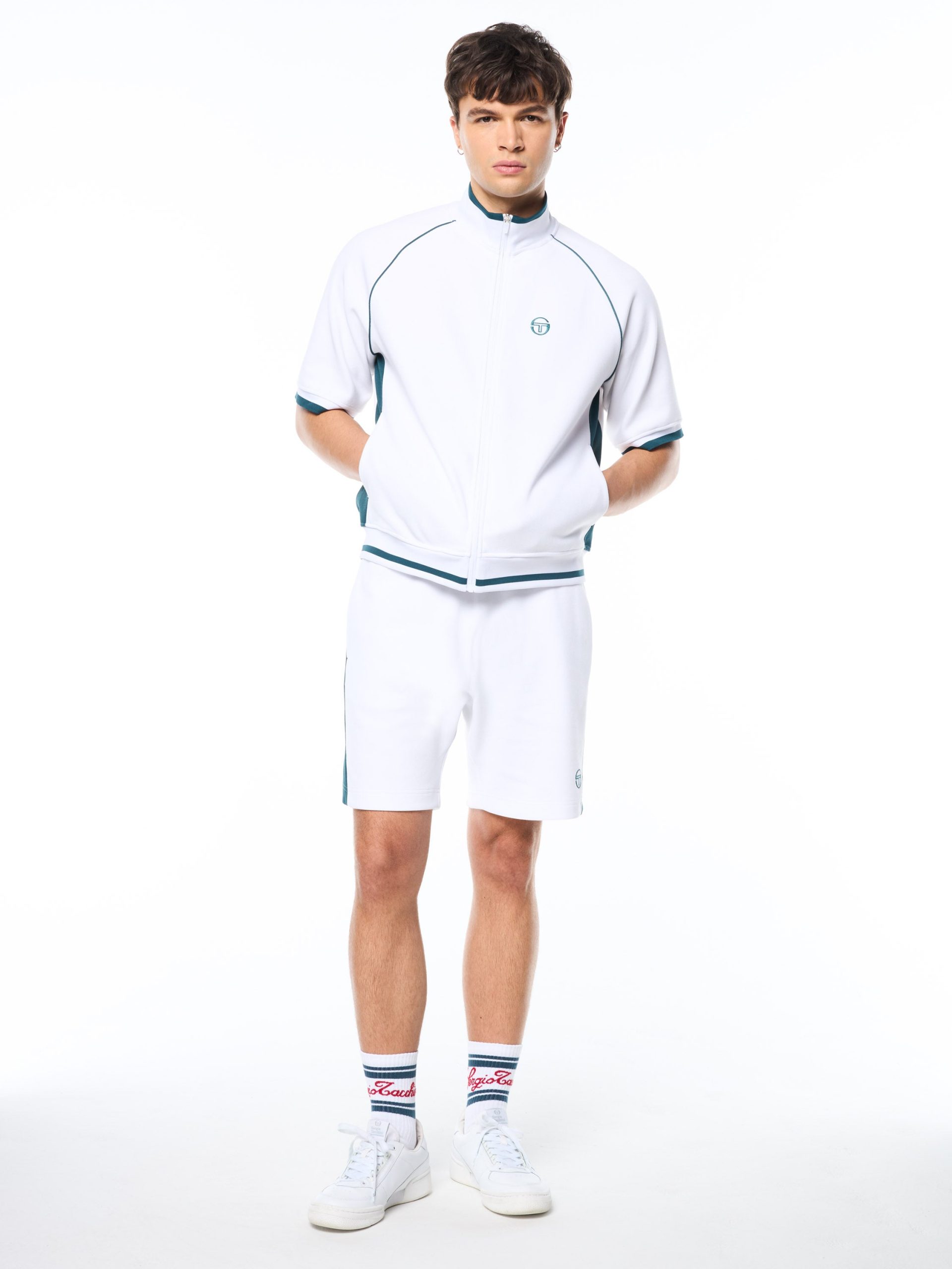 Pannello Short Sleeve Track Jacket-Brilliant White - Image 3