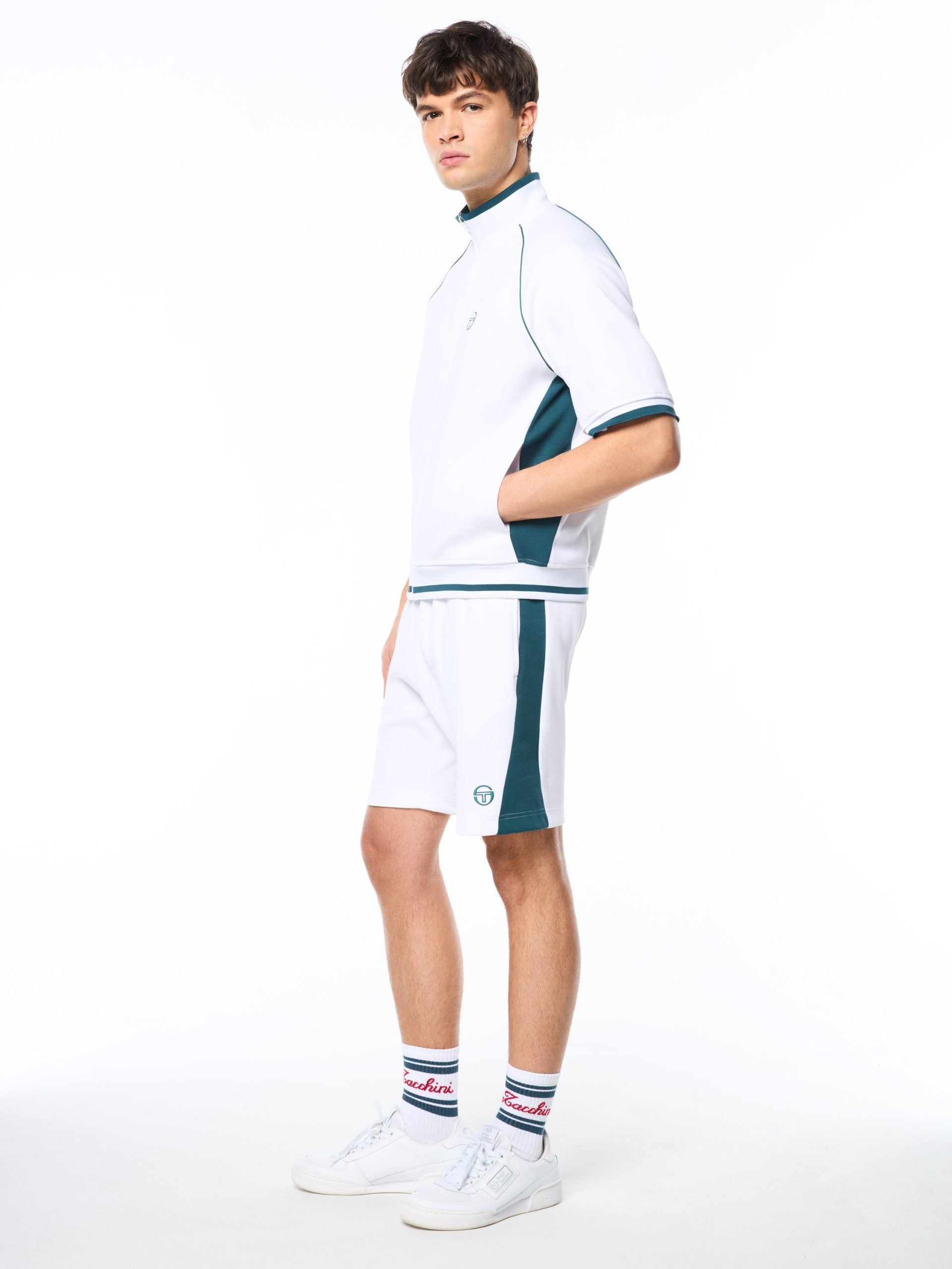 Pannello Short Sleeve Track Jacket-Brilliant White - Image 4