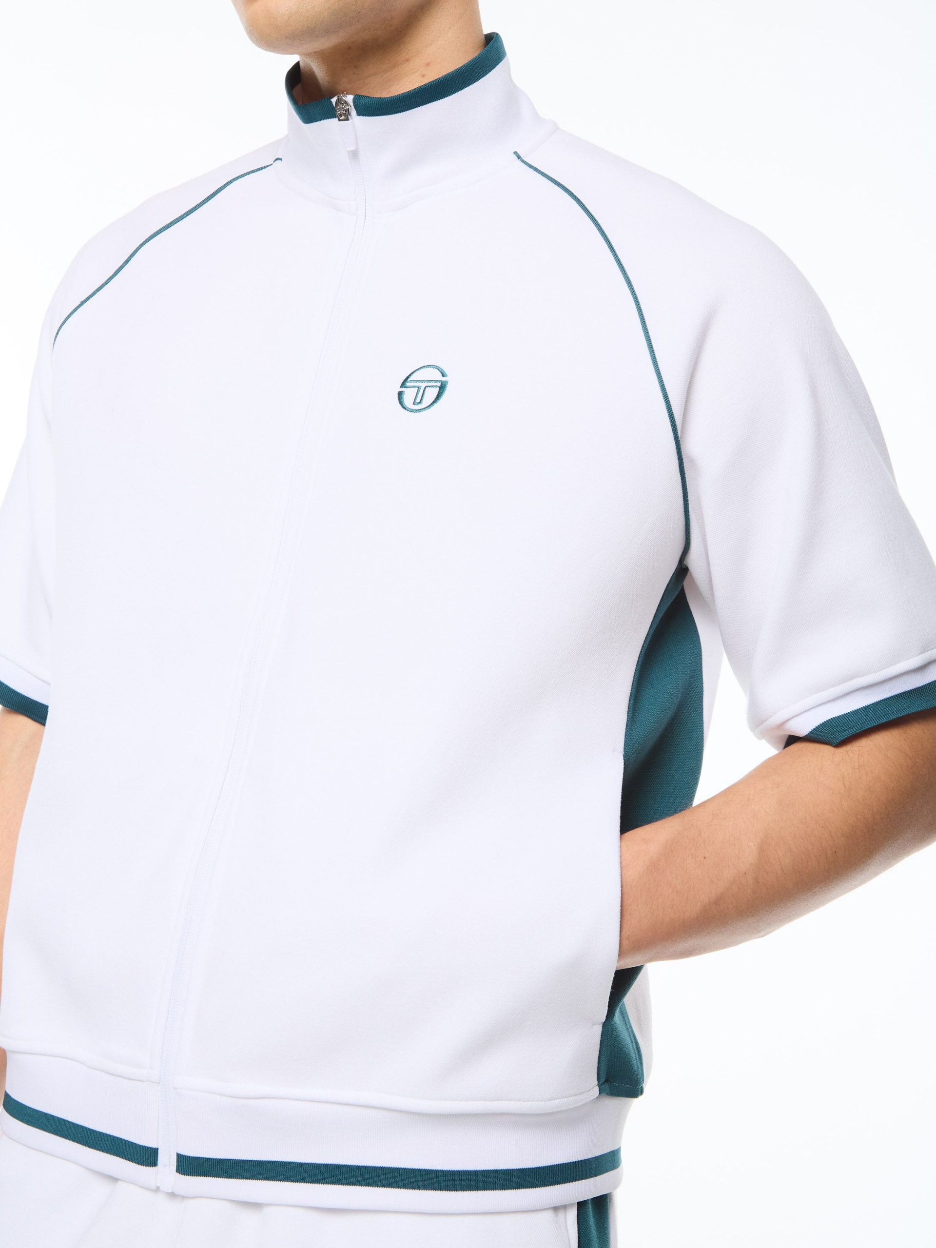 Pannello Short Sleeve Track Jacket-Brilliant White - Image 6