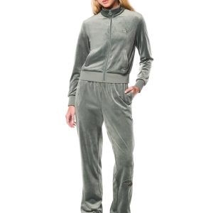 Nuvola Velour Track Jacket-Agave Green