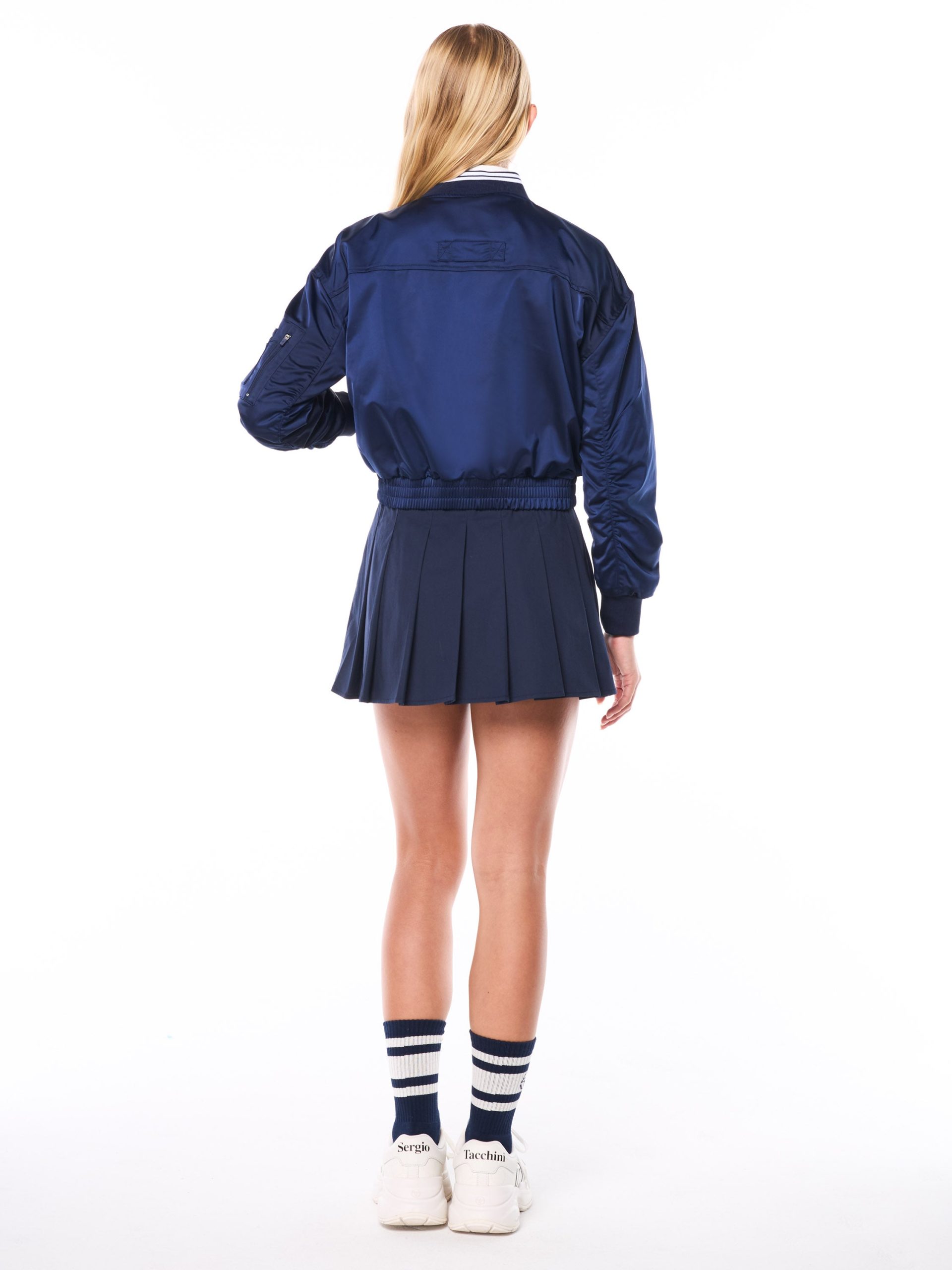 Women's Piano Bomber Jacket-Maritime Blue - Image 5