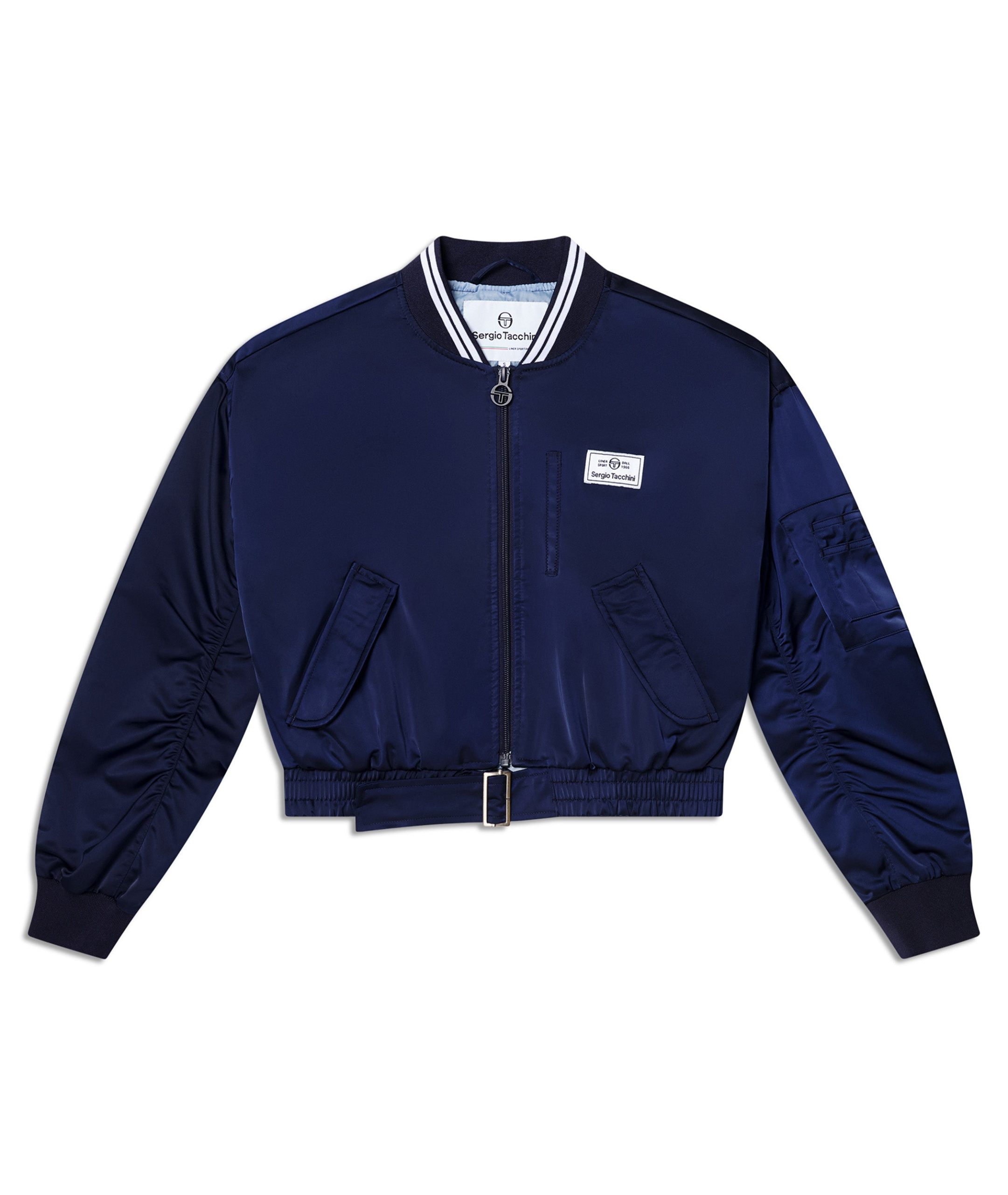 Women's Piano Bomber Jacket-Maritime Blue - Image 2