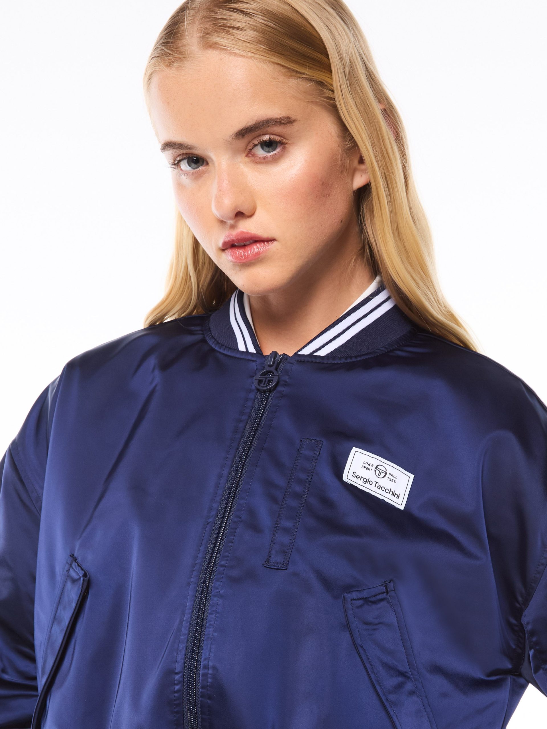 Women's Piano Bomber Jacket-Maritime Blue - Image 8