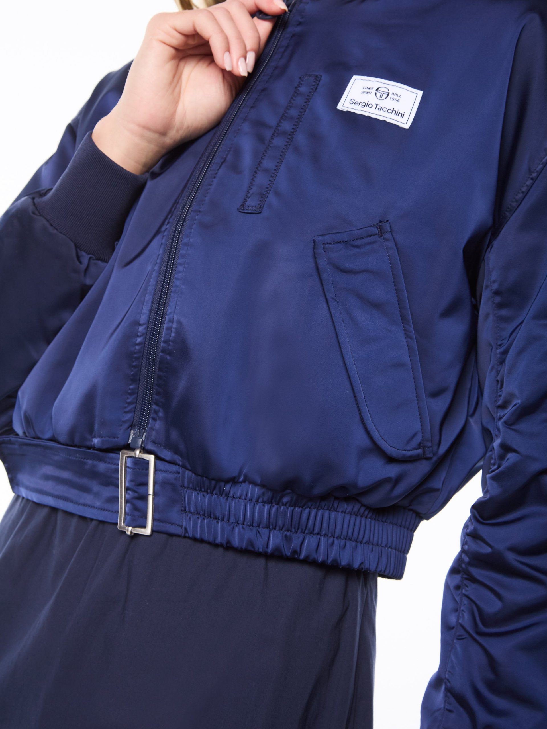 Women's Piano Bomber Jacket-Maritime Blue - Image 9