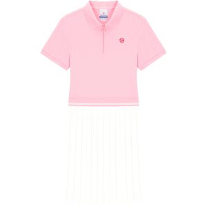 Jersey Mix Pleats Collared Dress- Light Pink