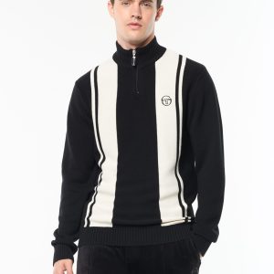 Young Line Knit Polo- Black/ Gardenia