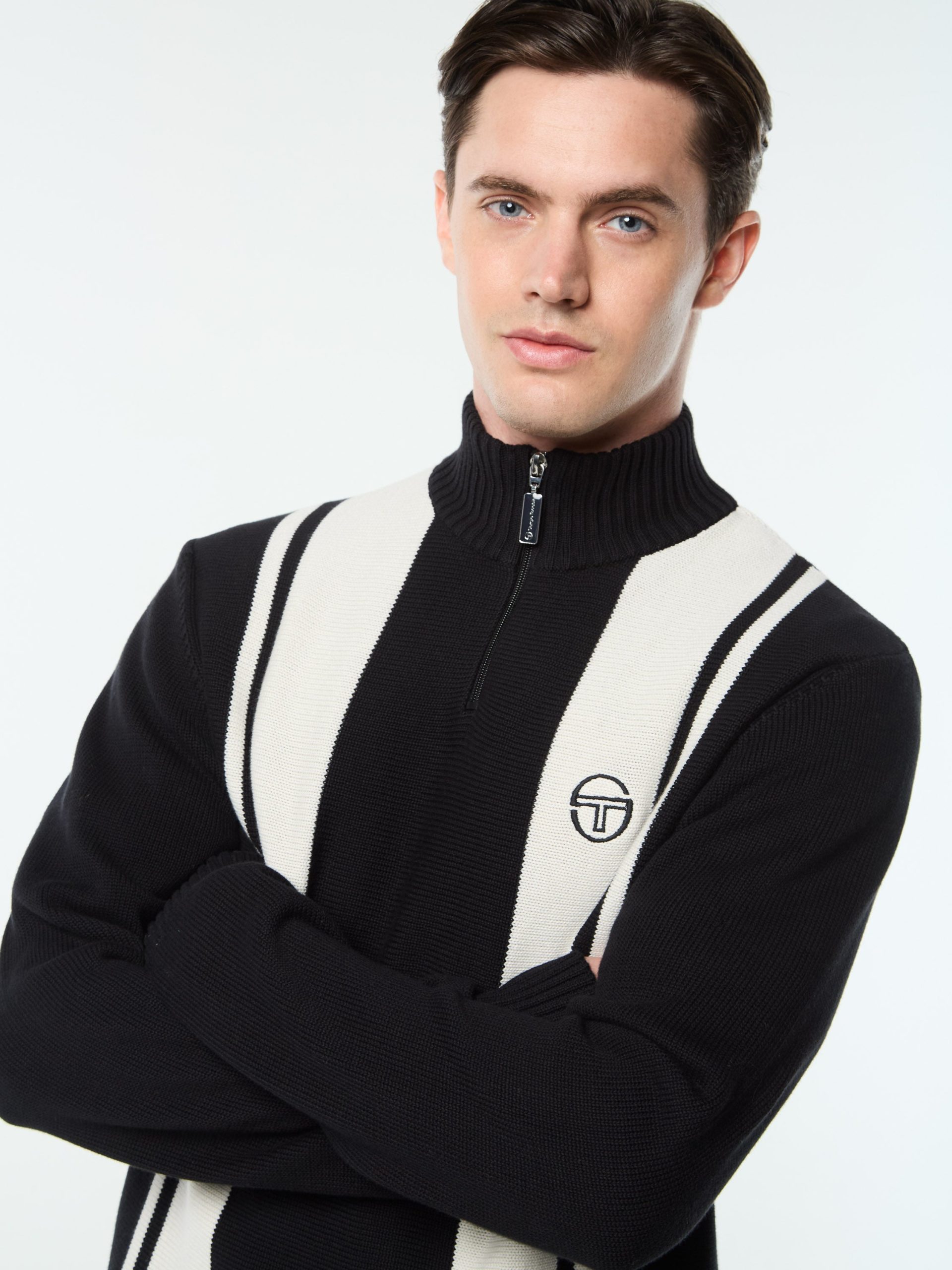 Young Line Knit Polo- Black/ Gardenia - Image 7