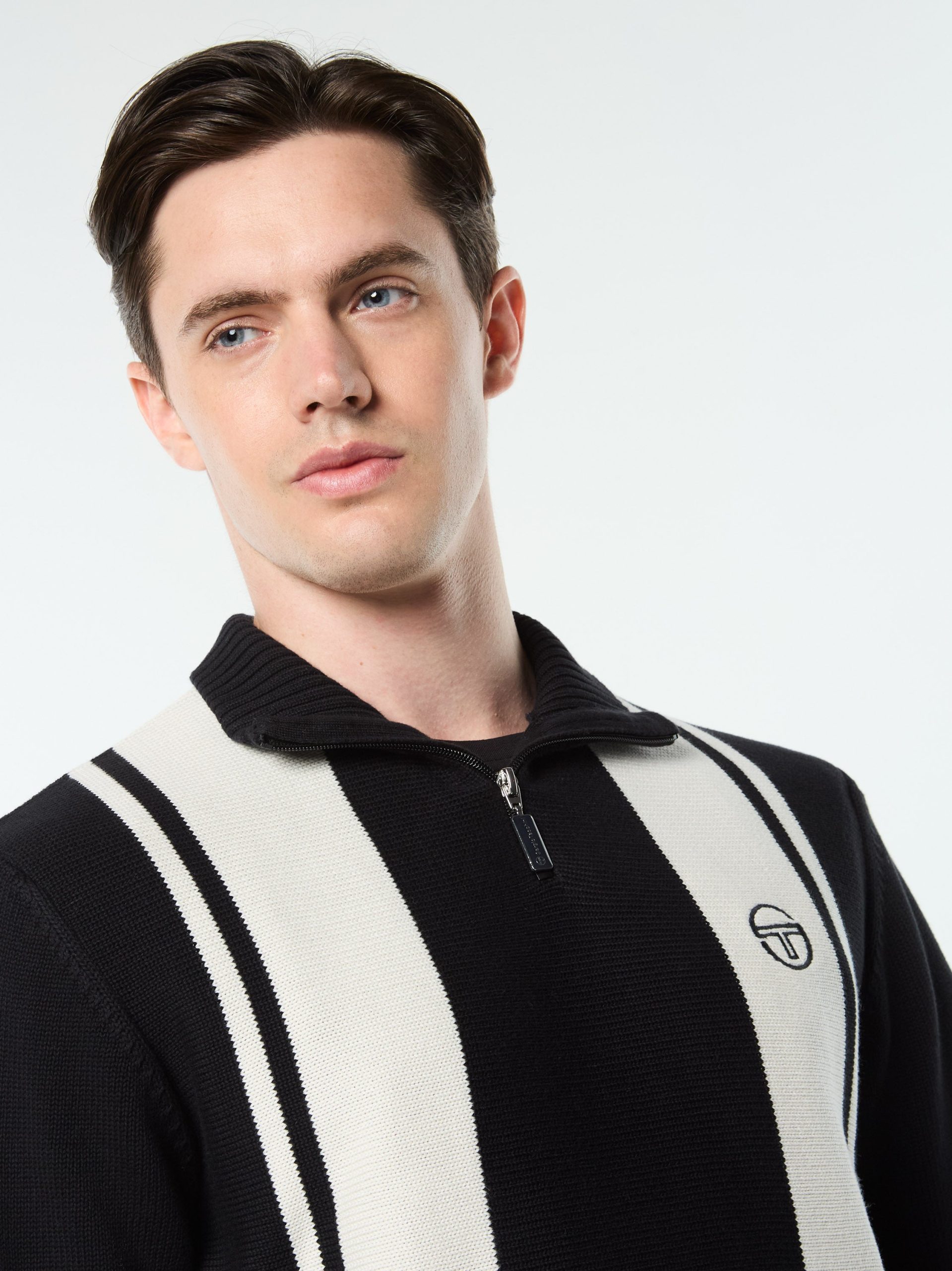 Young Line Knit Polo- Black/ Gardenia - Image 8