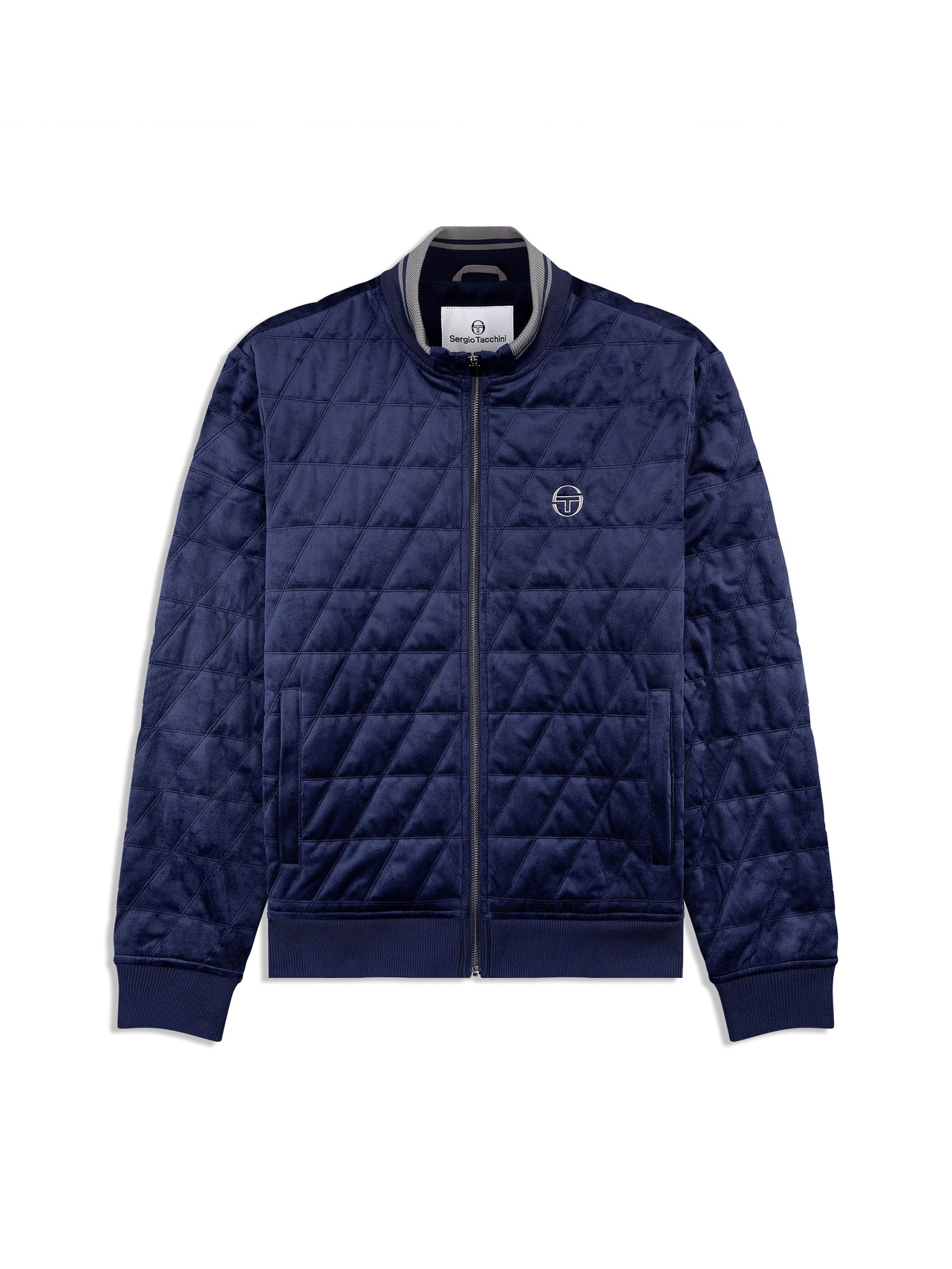 Redi Quilted Velour Bomber Jacket- Maritime Blue - Image 2